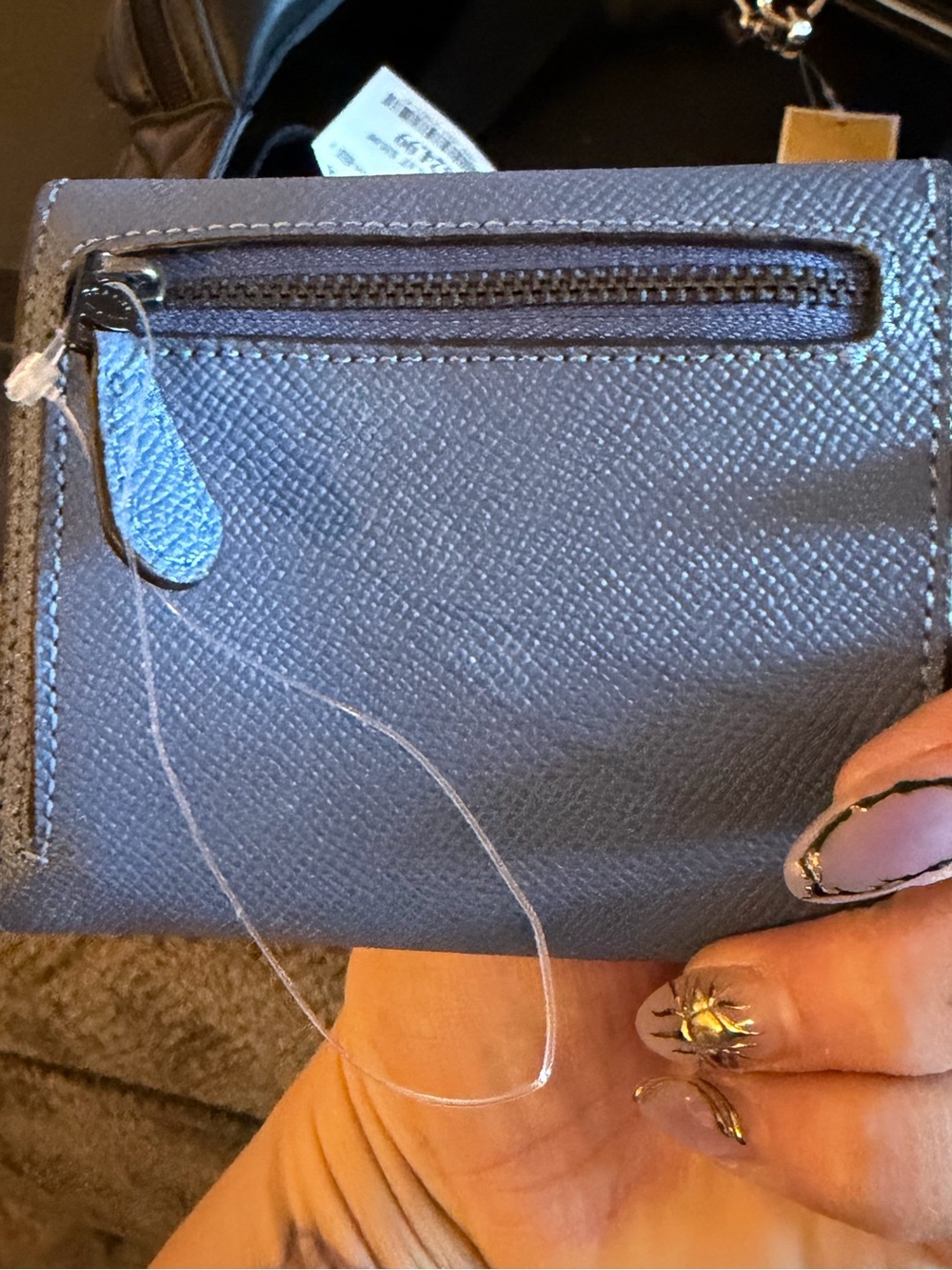 Coach Pebbled Leather Small Wallet in Slate - Picture 2 of 5